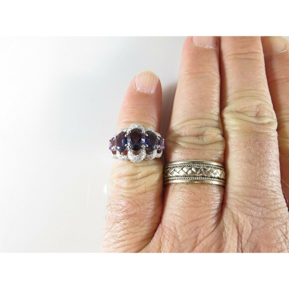 Gorgeous Designer Signed Sterling Silver Amethyst Cocktail Ring Size 6.75 - Picture 7 of 7